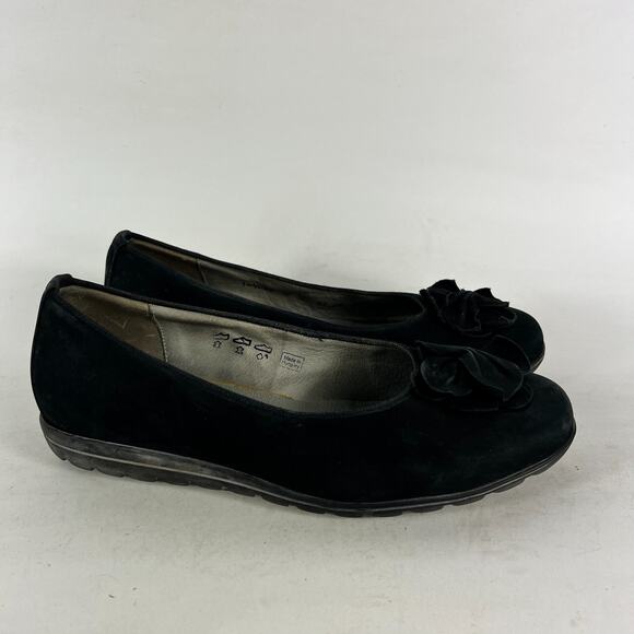 Waldlaufer Ballets Flats Women's 10 Black Faux Suede Slip-On Flower Round Toe - Picture 2 of 10